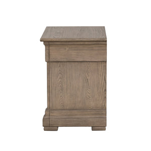 English Elm French Dovetail Nightstand Weathered Gray Elm Veneer Felt Lined Drawer Transitional Bedroom B2741P435886