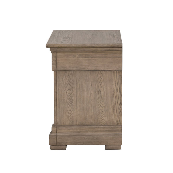 English Elm Weathered Gray King Bedroom Set Shutter Panel Bed Elm Wood Frame with Two Nightstands B2741S00931