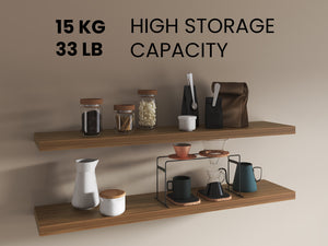 English Elm Floating Shelves 2-Tier Mahogany Finish - Stylish Wall-Mounted Storage For Home & Office Decor B097P250912