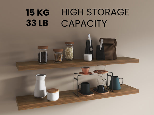English Elm Floating Shelves 2-Tier Mahogany Finish - Stylish Wall-Mounted Storage For Home & Office Decor B097P250912