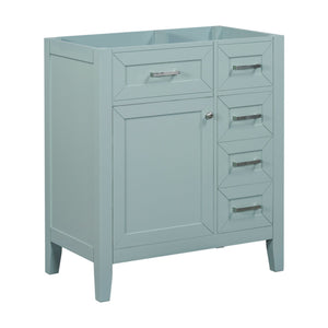 English Elm 30" Modern Bathroom Vanity Cabinet Base with 3 Drawers, Solid Frame MDF, Undermount Ready, 200lb Capacity Green WF321000AAF