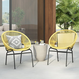 English Elm Christopher Knight Home® - NUSA Modern Outdoor Wicker Club Chairs Set of 2 with Durable PE Rattan Weave and Sleek Iron Frame Yellow N775P198603Y