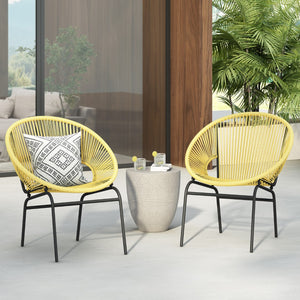 Christopher Knight Home® - Noble House - Nusa Oudoor Wicker Chair, Yellow, Set Of 2