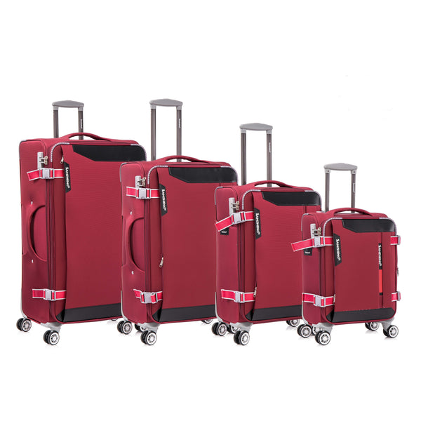 English Elm Softside Expandable Spinner Luggage Set Four Piece Lightweight Travel Collection Claret Red T3292P343875