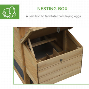 English Elm Pawhut Solid Fir Elevated Chicken Coop with Nesting Box and Run for Backyard Flocks W2225P217057