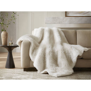 English Elm 1-piece Oversized Faux Fur Throw Bobcat Print Plush Velvet Backed Cozy Sofa Blanket White B035P408337