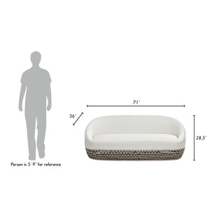 English Elm Willow Outdoor Deep Seat Sofa Woven Olefin Fabric Uv Resistant Patio Lounger B2719P245972