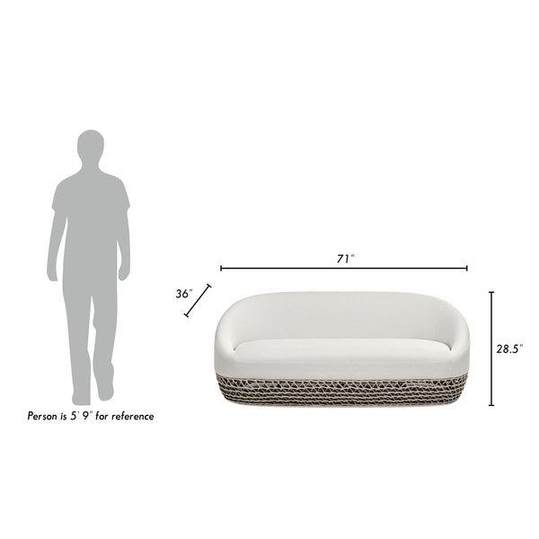 English Elm Willow Outdoor Deep Seat Sofa Woven Olefin Fabric Uv Resistant Patio Lounger B2719P245972