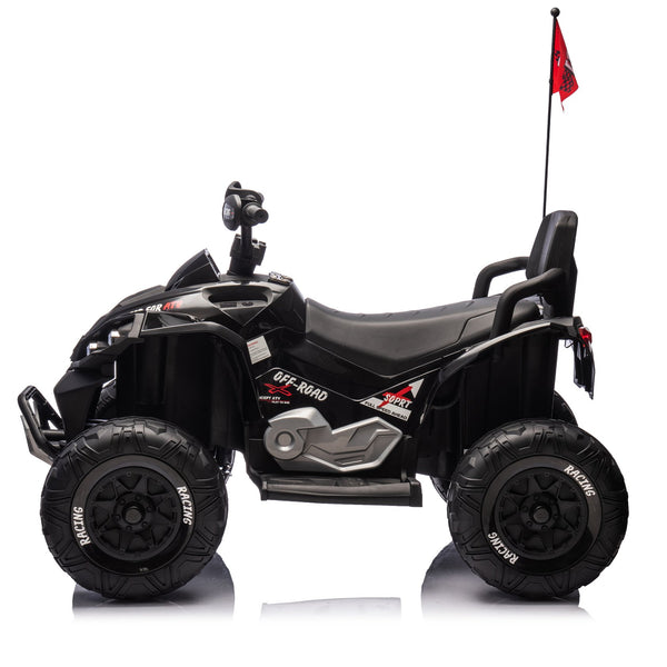 English Elm 24v Kids Electric Atv Xxxl Off-road Ride on with Remote Parental Control and Bluetooth Black W1578P228312