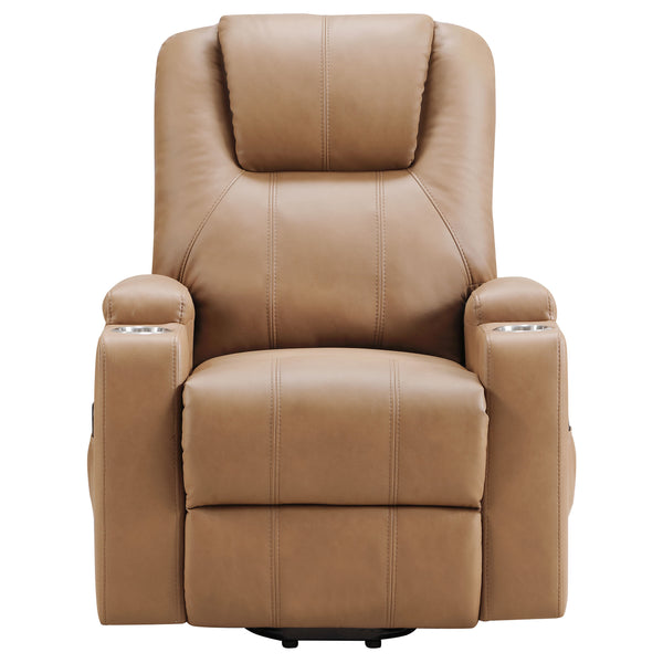 English Elm Macklin Faux Leather Power Lift Recliner with Heat Massage and Storage Pockets Camel B062P466803