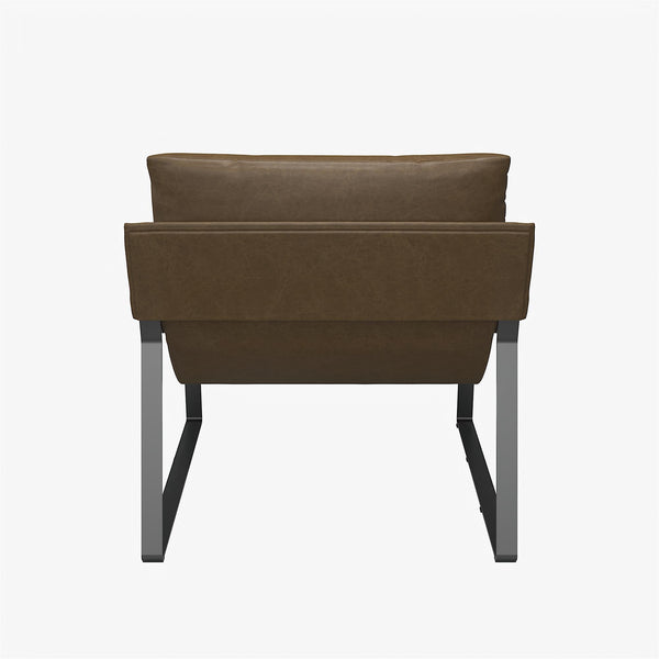 English Elm Gatsby Modern Upholstered Sling Accent Chair with Faux Leather, Metal Frame, Plush Foam Comfort B2733P395006