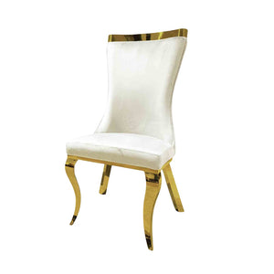 English Elm White Modern Upholstered Side Chair with Gold Legs, Tiger Print Accent, Comfortable Dining Seating White 35 L x 27 W x 22 H B2741S00732