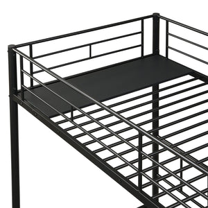 English Elm Twin Triple Bunk Bed - Sturdy Metal Frame With Safety Rail, Vertical Ladder & Storage Shelf For Kids W311S00061-GIGA