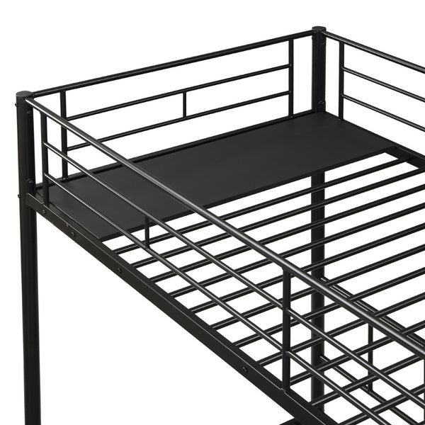 English Elm Twin Triple Bunk Bed - Sturdy Metal Frame With Safety Rail, Vertical Ladder & Storage Shelf For Kids W311S00061-GIGA