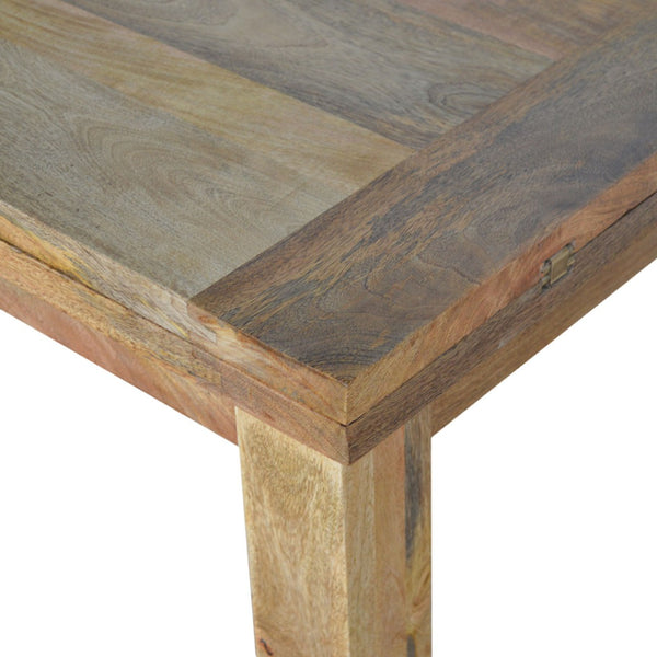 English Elm Solid Wood Extendable Butterfly Dining Table - Rustic Mango With Oak Finish, Seats 2 To 6 Effortlessly B182P280764-GIGA