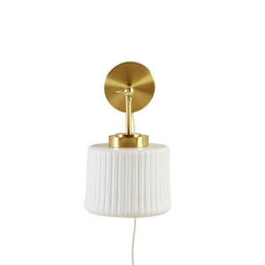 English Elm White Ceramic Wall Sconce Gold Adjustable Swing Arm, Porcelain Shade, 12.5"H, Modern Glam Light Fixture B035P264534