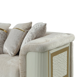 English Elm Bona Glam Chenille Sofa and Loveseat Set with Gold Steel Accents for Living Room B009S02176