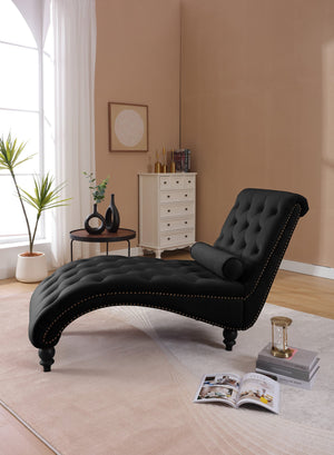 English Elm Classical Velvet Tufted Recliner Armchair with Nailhead Trim and Solid Wood Frame W2795P448683