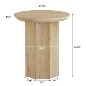 English Elm Drink Table Round Slatted Wood Grain Side for Living Room or Bedroom T3971P464167