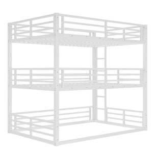 English Elm Full Triple Bunk Bed - Sturdy Metal Frame With Safety Guardrails, Space-Saving, Noise-Reducing Design W1580S00166