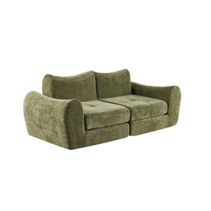 English Elm Modular Cloud Sectional Sofa Bed with Flannelette Upholstery for Flexible Living Green W1829S00075