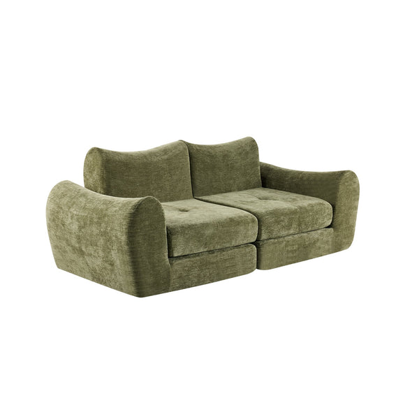 English Elm Modular Cloud Sectional Sofa Bed with Flannelette Upholstery for Flexible Living Green W1829S00075