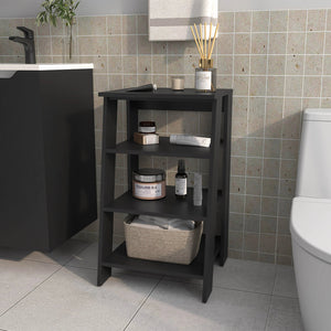English Elm Wenge Freestanding Bathroom Shelf with 4 Open Shelves, Modern Wenge Finish, Easy Assembly, Space-Saving Organizer B062P252189