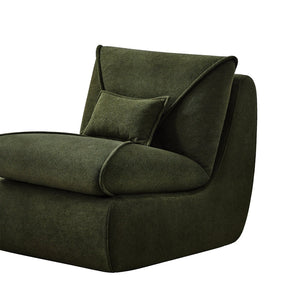 English Elm Compressed Lounge Chair with Ottoman - Space-Saving Chenille Upholstered Sofa, High-Density Foam Comfort Green W1036P251828