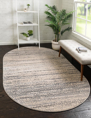 Unique Loom Oasis Calm Machine Made Abstract Rug Cream, Ivory/Gray 8' 0" x 10' 0"
