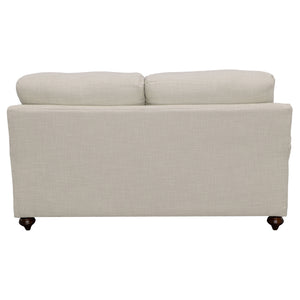 English Elm Brewster Farmhouse Loveseat with English Arms Espresso Legs and Neutral Grey Fabric B062P441336