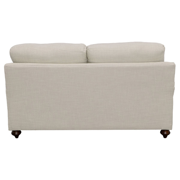 English Elm Brewster Farmhouse Loveseat with English Arms Espresso Legs and Neutral Grey Fabric B062P441336