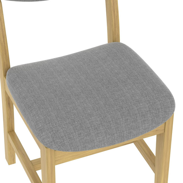 English Elm Rustic Farmhouse Five Piece Dining Set Rubberwood Legs Upholstered Chairs for Kitchen Natural N752S000089A