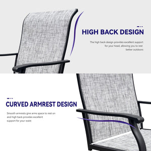 English Elm Swivel Textilene Patio Dining Chairs Set of 2 – Breathable Outdoor Porch Deck Chairs with 360° Rocking Black+ Gray W213P271500