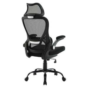 OSP Home Furnishings Black Mesh Back Manager Chair with Lumbar Support Padded Seat and Flip up Armrests EM60946HR-3