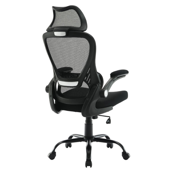 OSP Home Furnishings Black Mesh Back Manager Chair with Lumbar Support Padded Seat and Flip up Armrests EM60946HR-3