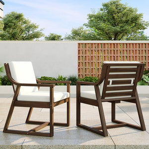 English Elm Trexm Acacia Wood Outdoor Dining Armchairs with Cushions for Patio Garden Mocha N715P404282P