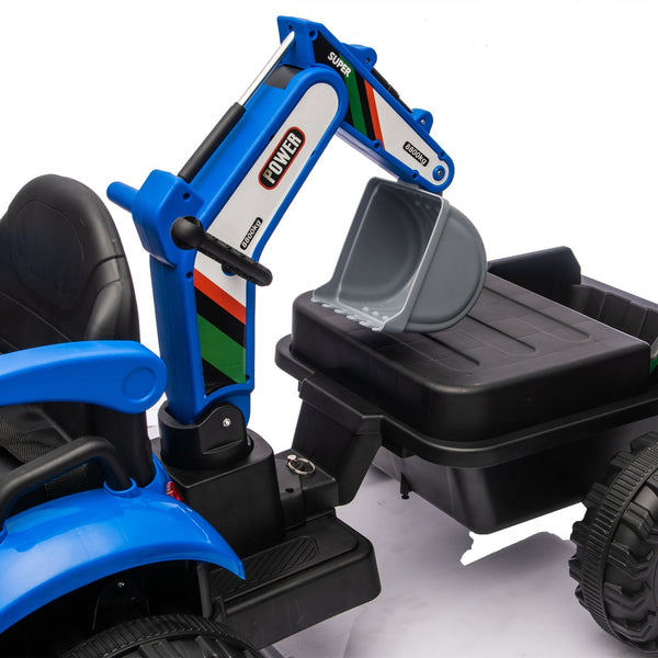 English Elm 24v Kids Electric Tractor with Swappable Construction Attachments and Parent Remote W1578P230011