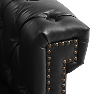 English Elm Sectional Chesterfield Sofa with Tufted Back Nailhead Trim Pu Leather 5 Seat Living Room Black W680S00112