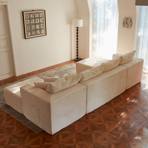 English Elm 133.86" Modular Cloud Sectional Corded Fabric U Shaped Sofa with Ottoman No Assembly W668S00010