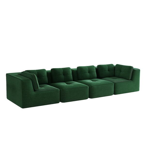 English Elm Modern Corduroy Tufted Modular Sectional with Deep Seating and Anti-slip Base Green W714S01798