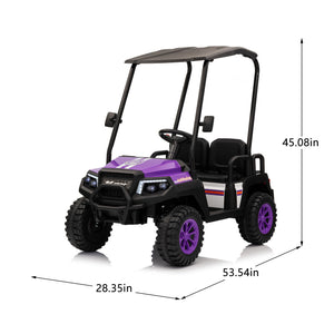 English Elm 24v Kids Electric Ride on Truck Four Seat All Wheel Drive Spring Suspension Sunshade Purple W1578P381255