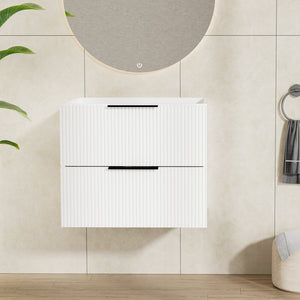 English Elm 060 Floating Wall Mounted Bathroom Vanity Cabinet with Soft Close Drawers Modern White W3520P345977
