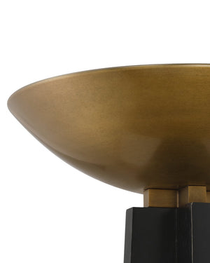 Currey & Company Calyx Torchiere Floor Lamp - Elegant Telescoping Design With Antique Brass Base & Led Light Source Black Wood ,Metal 8000-0167-currey-company