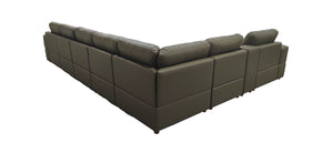 English Elm Large Square Arm Leather Match Modular Sectional for Open Concept Living Rooms Olive Green B2748S00143