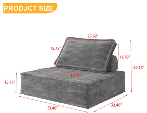 English Elm Modern Modular Corduroy Armless Sofa Chair with Removable Back Cushion, Sherpa Upholstered, Compact Reclining Seat for Apartment W1960P336127