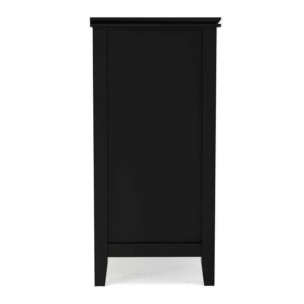 English Elm Artisan Solid Pine Buffet with Glass Panel Doors Matte Black Dining Storage B136P439010