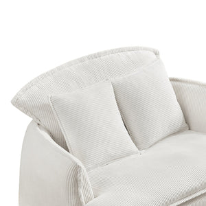 English Elm Convertible Compressed Sofa Chair Ottoman Corduroy Fold-Out Recliner for Small Spaces Dorm Apartments Beige W1036P251805