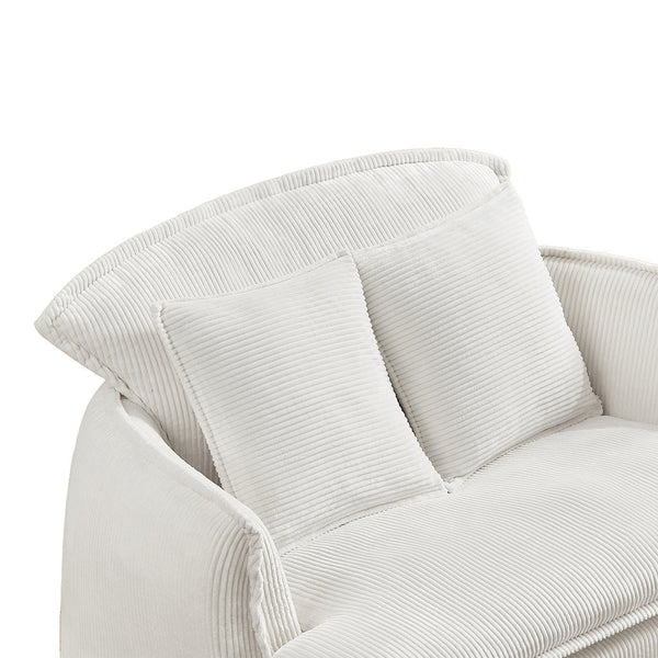 English Elm Convertible Compressed Sofa Chair Ottoman Corduroy Fold-Out Recliner for Small Spaces Dorm Apartments Beige W1036P251805