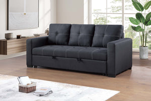 English Elm Sectional Convertible Sleeper Sofa Black Tufted Polyfiber Pull-Out Bed Firm Support Stylish 87" B011P398872