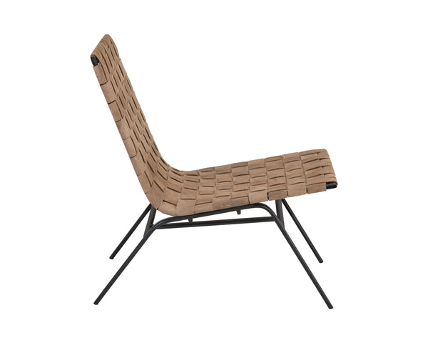 Sunpan Omari Lounge Chair - Handcrafted Light Tan Suede & Black Iron Frame for Unique Style & Comfort